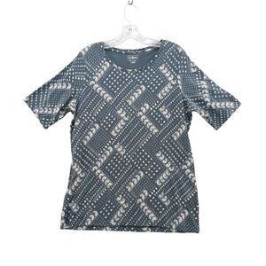 L.L.Bean Cotton Tee Shirt Bandana Print Short Sleeve‎ Top L